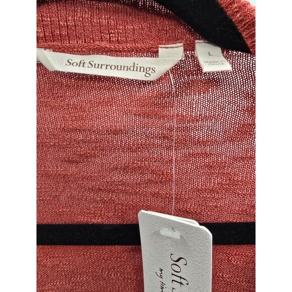 Soft Surroundings Cardigan Sweater Womens Large Orange Open Work Lightweight - Picture 8 of 8